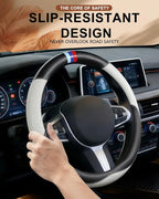 Customized Auto Car Steering Wheel Cover for X1 X2 X3 X4 X5 X6 X7 i3 i4 i5 i8 535i 740Li 335i M3 M4 M5 Z1 Z3 Z4 Z5 (Gray)