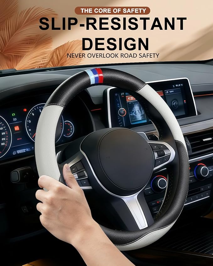 Customized Auto Car Steering Wheel Cover for X1 X2 X3 X4 X5 X6 X7 i3 i4 i5 i8 535i 740Li 335i M3 M4 M5 Z1 Z3 Z4 Z5 (Gray)