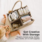KeaBabies Baby Diaper Caddy Organizer with Handle - Portable Baby Car Organizers and Storage for Nursery, Changing Table, Lar