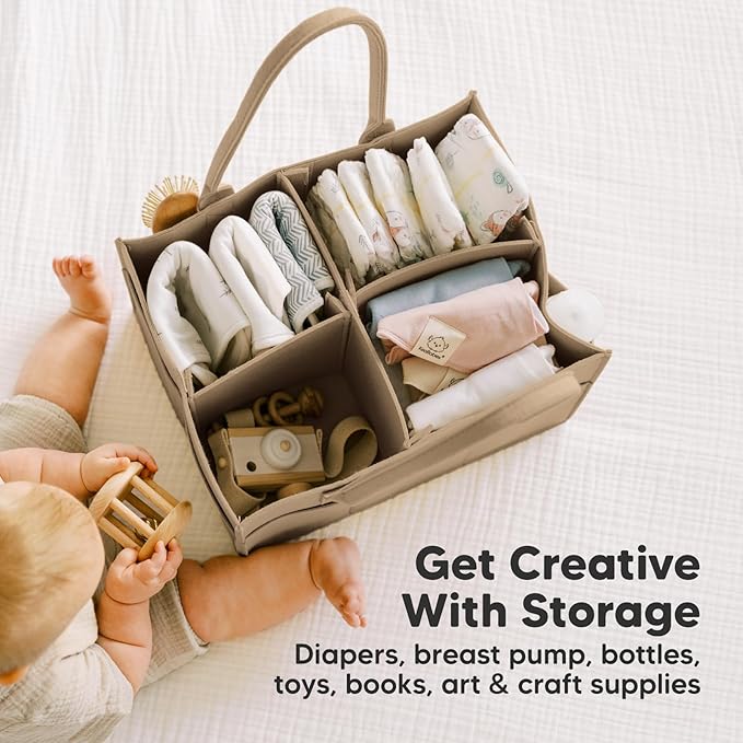 KeaBabies Baby Diaper Caddy Organizer with Handle - Portable Baby Car Organizers and Storage for Nursery, Changing Table, Lar