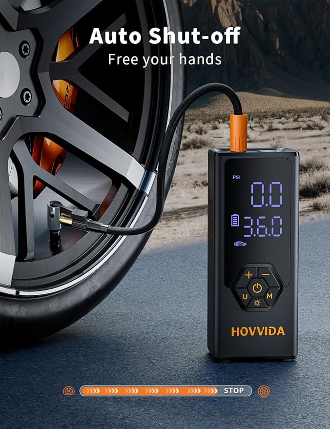 Tire Inflator Portable Air Compressor, Air Pump for Car Tires, 7800 mAh Battery, 12V DC, 150 PSI, 40L/min Air Flow, Fast Inflation, Portable air pump for MPV, SUV, Car, Motorcycle, Bike, Ball