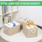 Bidtakay Large Storage Baskets for Shelves 3 Pack Fabric Storage Bins for Organizing Linen Collapsible Organizer for Closet-F