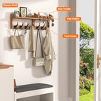 Evermagin 29" Coat Rack Wall Mount with Shelf, 4 in 1 Wall Mounted Coat and Key Hanger with 11 Hooks, Entryway Key Holder wit