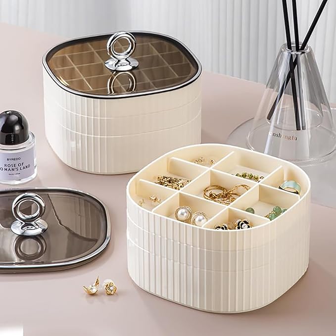 HALAFE Jewelry Box, 3-Layer Acrylic Jewelry Organizer with Handle, Clear Jewelry Boxes for Women Girls, Make up Organizer, Je