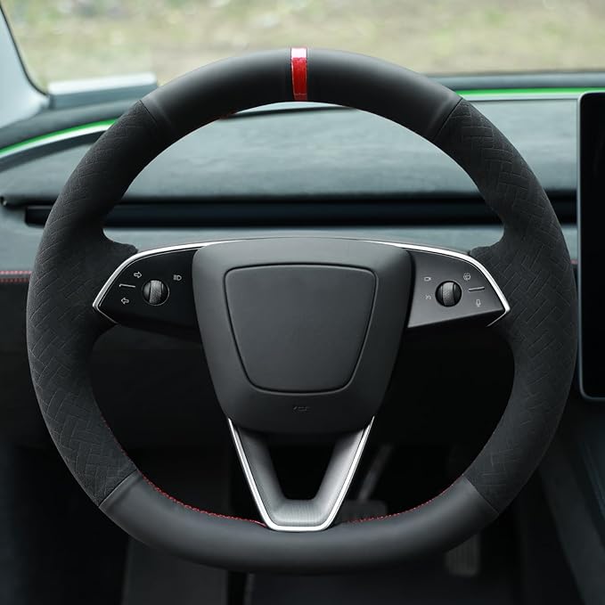 MEWANT DIY Stitching Steering Wheel Cover Wrap for Tesla Model 3 Highland 2023-2025/Model Y 2025 Highland for Tesla Model 3/Model Y Accessories