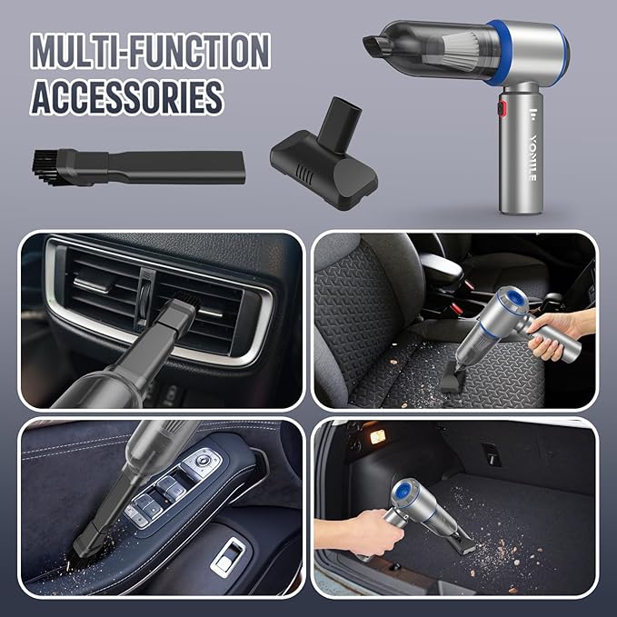 Mini Vacuum Cleaner, 2 in 1 27000PA Brushless Car Vacuum &250000RPM Air Duster 9000mAh Battery Air Blower Wireless Handheld V