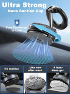 Upgraded 360° Nano Gel Vacuum Magnetic Phone Holder, Car Phone Holder for Magsafe[108+LBS Strongest Suction & 3000gf Strongest Magnetic], Car Phone Mount for Car/for iPhone 17 Pro Max White