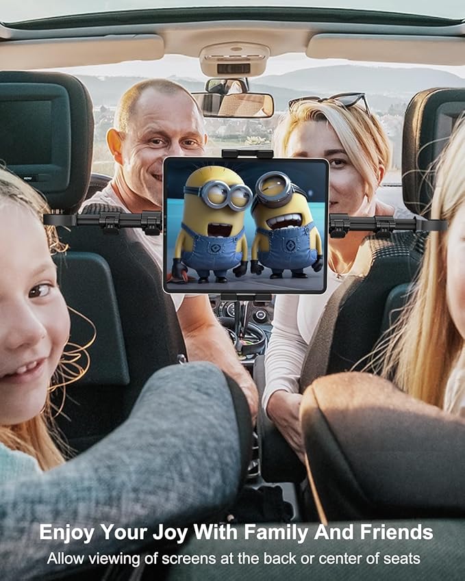 woleyi Car Tablet Headrest Holder for iPad - Car Back Seat Headrest Tablet Mount Stand, Road Trip Essentials for Kids, for iPad Pro Air Mini, Galaxy Tabs, Kindle Fire HD, Switch, iPhone, 4-13" Devices