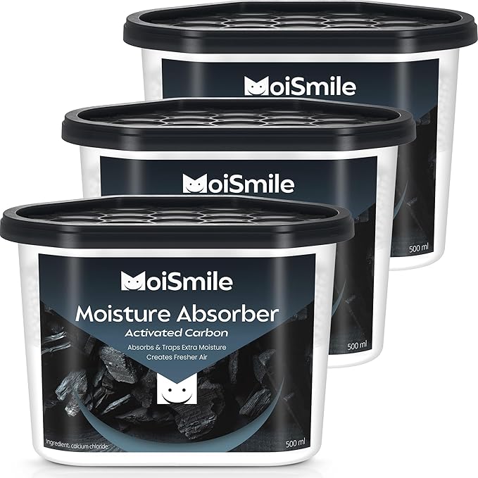 Moisture Absorbers, Efficient Activated Charcoal Humidity Absorber & Odor Absorber Boxes, Refillable Car Dehumidifier for