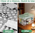 2 Pack Clear Medicine Organizer Box with Handle Thickened Plastic Medicine Cabinet with Tray First Aid Box Empty Multipurpose