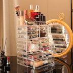 Cq Acrylic 4 Pack Clear Makeup Storage, Stackable 10 Drawer Organizer for Vanity, Jewelry, Hair Clip, Beauty & Skincare Produ