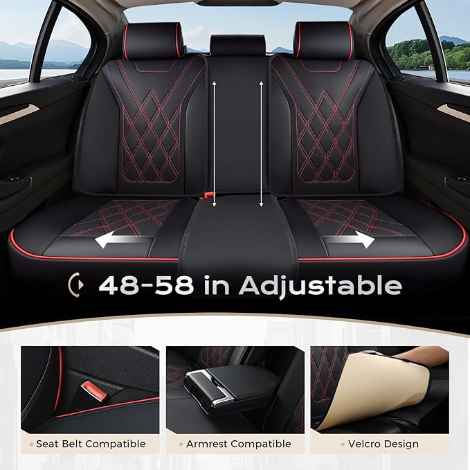 Coverado Car Seat Covers Full Set, Seat Covers for Cars, Waterproof Leather Automotive Seat Cover, Universal Car Interior Pro