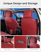 Huidasource Red Seat Covers, Nappa Leather Car Seat Covers, Automotive Seat Covers Velcro Adjustable, Compatible with Airbags