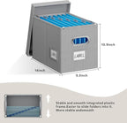 File Organizer Box with Lid - Set of 2 Portable Hanging File Box, Collapsible Linen Decorative Filing Storage Boxes for Offic