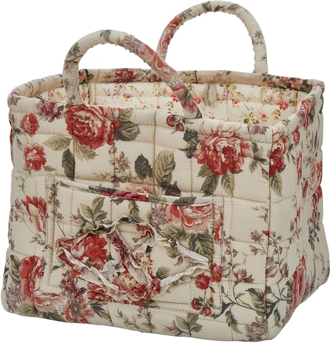 Boho Fabric Storage Basket, Large Capacity Laundry Basket, 12.2'' x 10.23'' x 10.23'' Collapsible Laundry Hamper with Easy Ca