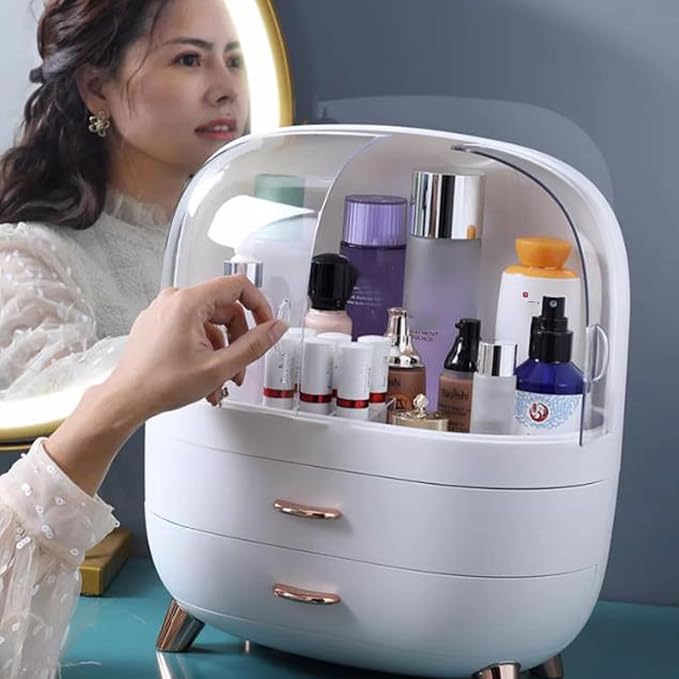 Makeup Organizer Box Cosmetic Display Cases,Makeup Organizer Box for Vanity, Storage Box Cabinet with Drawers and Transparent