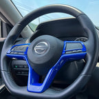 Glossy Blue Steering Wheel Interior Decoration Cover Trim Accessories for Nissan Altima(2019-2024),for Sentra/Versa(2020-2024),for Leaf/Kicks(2018-2024),for Rogue(2017-2020),for Rogue Sport