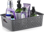 NETANY Plastic Storage Baskets - 8 Pack, Gray, Durable, Easy to Use, Flexible, Multi-Purpose, Ideal for Closets, Cabinets, Sh