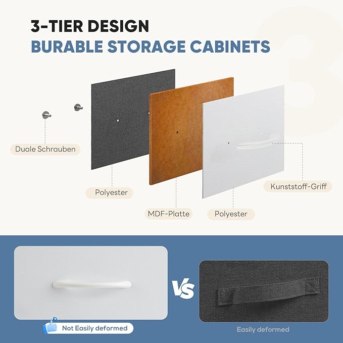 DUMOS Dresser for Bedroom, Storage Organizer with 9 Drawers, Chest of Drawers with Fabric Bins, Sturdy Metal Frame, Wood Tabl