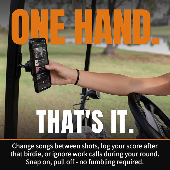 DESERT FOX GOLF Magnetic Phone Mount - Ultra Strong Magnetic Golf Cart Phone Holder - 360° Rotation - Secure No-Slip Grip - Instant GPS, Music, and Scoring App Access