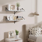 Floating Shelf for Wall,32" WX10 D Wood Floating Shelves with Sturdy Metal Bracket Set of 2,Wall Mounted Hanging Shelf for Ba