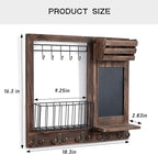 Key Holder for Wall, Mail Organizer Wall Mount with 5 Hooks and Shelf, Home Decorative with 5 Double Hooks and Chalkboard for