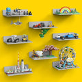 BlissBox 8-Pack Display Shelves for Wall Compatible with Lego Building Bricks, 11.3x6.3inch Dual‑Sided 36x20 Studs for Toy Br
