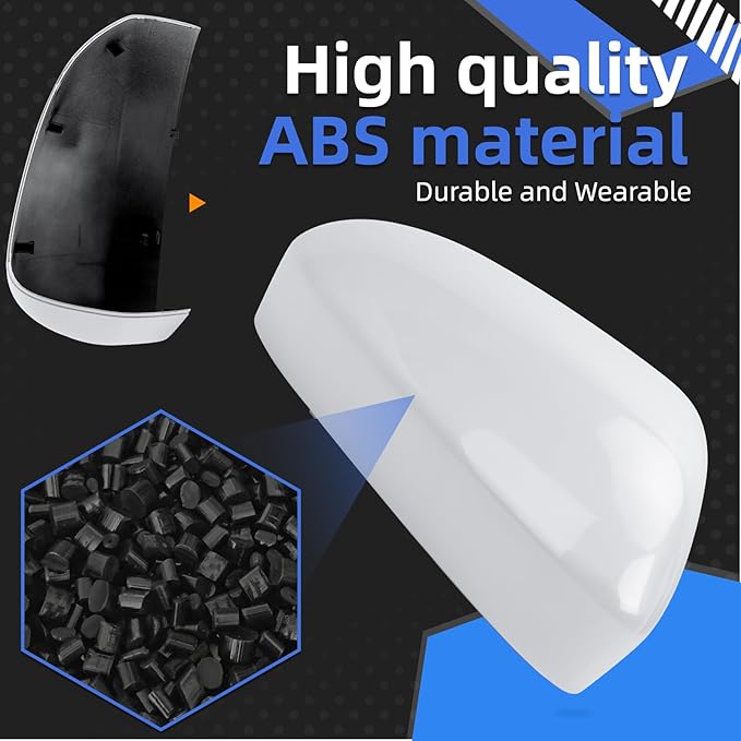 Passenger Side Mirror Cover Replacement for Ford Fusion 2013 2014 2015 2016 2017 2018 2019 2020 2021 2022 - Right Side Mirror Covers, Rear View Mirrors Cap Accessories Without Lamp, White