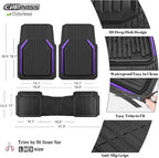 CAR PASS Heavy Duty Rubber Floor Mats for Car, Waterproof Liner Deep Dish Car Mats Full Sets, Universal Trim to Fit for SUV Truck Sedans Vans, All Weather Automotive Floor Mats 3pcs, Black Purple