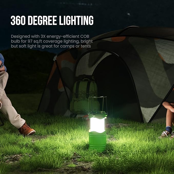 Lichamp LED Camping Lantern, 4 Pack Battery Powered Flashlight for Power Outages, Portable Collapsible Hanging Light Essentia