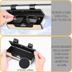 Car Sunglasses Holder for Sun Visor, Button Leather Eyeglass Hanger and Interior Storage Box