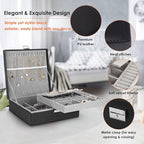 Jewelry Box, Jewelry Boxes for Women & Men with PU Leather, 2 Layer Large Jewelry Organizer Storage Case with Lock, for Neckl