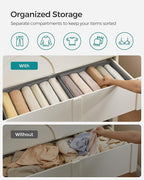 SONGMICS Set of 2 Large Size Wardrobe Clothes Organizers, 6-Compartment Foldable Drawer Organizers with Handles, 16.5 x 11.8 