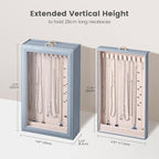 Lolalet Necklace Organizer Box, Jewelry Storage Box with Clear Window for Necklaces Bracelets, Tangle-Free Necklace Display C