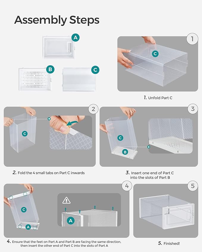 SONGMICS Shoe Boxes, Pack of 18 Shoe Storage Organizers, Stackable Clear Plastic Boxes for Closet, Sneakers, 13.7 x 9.9 x 7.4