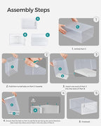 SONGMICS Shoe Boxes, Pack of 18 Shoe Storage Organizers, Stackable Clear Plastic Boxes for Closet, Sneakers, 13.7 x 9.9 x 7.4