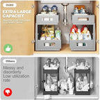 Under Sink Organizer,2-Tier Dual Pull Out Cabinet Organizer Drawers With Smooth Circular Rail,Large Capacity Metal Mesh Slidi