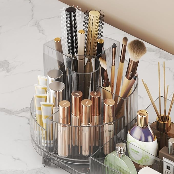 Booklov Roating Makeup Organizer for Vanity, Large Capacity Cosmetic Display Case, Clear Acrylic Countertop Beauty Storage Ho