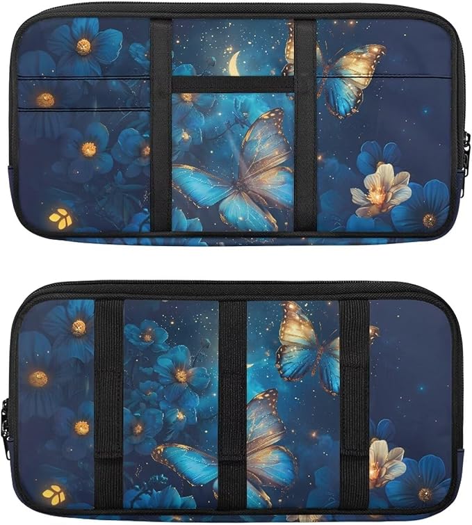 Butterfly Car Sun Visor Organizer Auto Visor Multi-Pocket Storage Pouch Holder for Card Pen Phone Vehicle Visor Net Personal Belonging Pouch