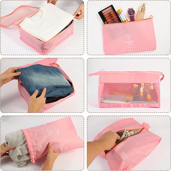 7PCS Packing Cubes for Suitcases, Travel Luggage Organizer Bags, Suitcase Organizer Bags Set for Carry on Luggage Travel Esse
