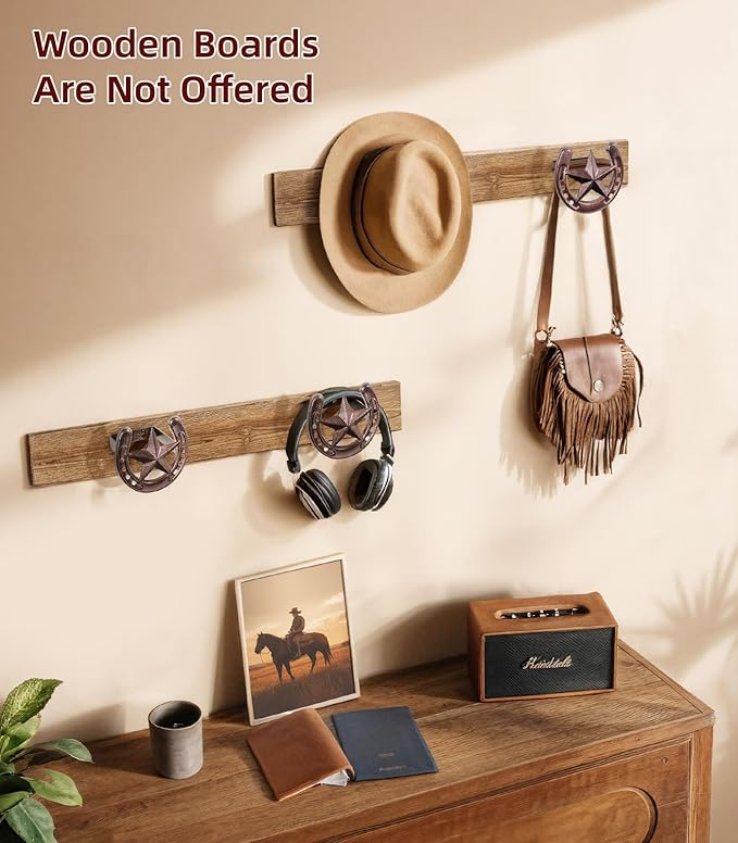 Cowboy Hat Hanger Wall Mount, 4 Pack Cowboy Hat Rack, Metal Horseshoe Hook, Horseshoe Decor, Western Hat Hook for Wall, Hat H