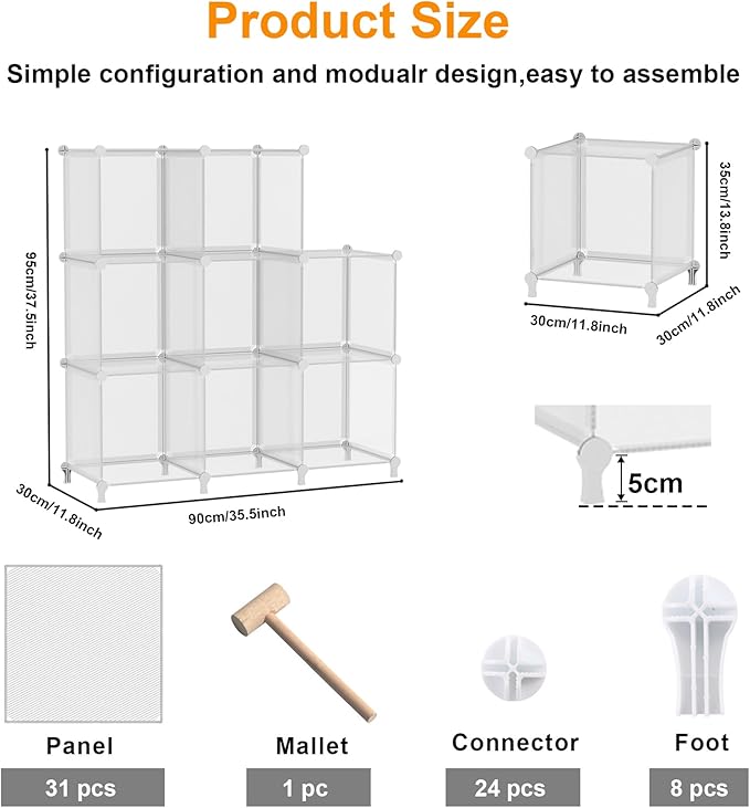 AWTATOS 8 Cube Storage Organizer, Closet Organizer Storage Shelf, Bookcase Bookshelf, DIY Stackable Storage Cubes Shelves for