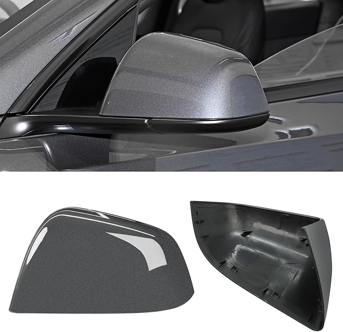 Jaronx Compatible with Tesla Model Y Side Mirror Cover 2020 2021 2022 2023, Rearview Door Wing Mirror Cover Cap Replacement for Tesla Model Y Accessories (Grey, Left)