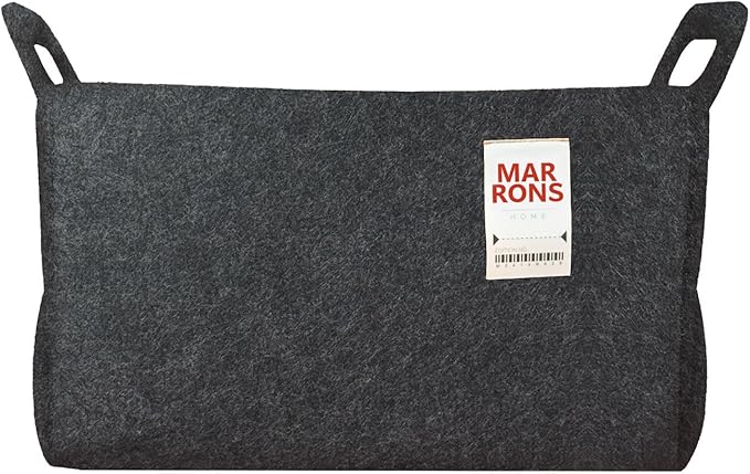 Collapsible Felt CHARCOL Storage Bin Large 14.6"x9.4"x9.4" – Foldable Basket with Handles for Closet, Laundry Room Organizati