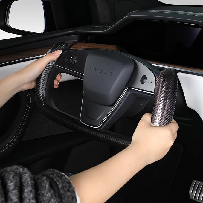 Steering Wheel Cover for Tesla Yoke Steering Wheel, Car Steering Wheel Cover for Tesla Model S 2021-Present/Model X 2021-Present Steering Wheel Accessories Black