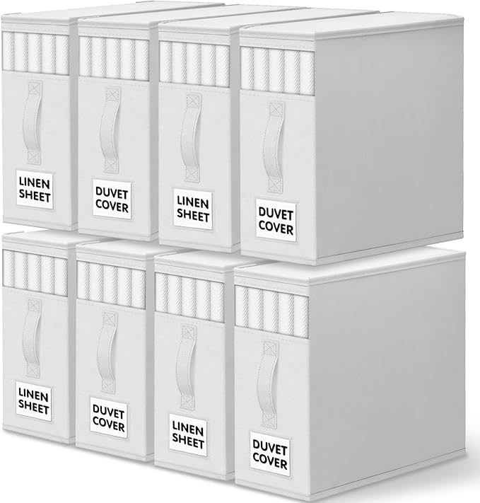 WOWBOX Sheet Organizers and Storage,Closet Bed Sheet Organizer Under Bed Storage and Organization with Label Cards & Clear Wi