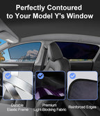 Tesla Model Y 2020-2024 Side Window Shades, Clear Front Half-Window & Semi-Transparent Rear Covers, Static Cling Easy Install, Glare Reduction & Daytime Privacy, Not for 2025-2026 Juniper