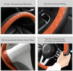 Car Leather Steering Wheel Cover - Panapi Material, Universal 14.5-15 Inch Leather Anti-Slip Breathable Auto Steering Wheel C