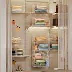 Jautokerdar 4 Tier Extra Large Hanging Closet Organizer,Closet Organizer Hanging with 5 S Hooks 4 Dividers,Clothes Organizer 