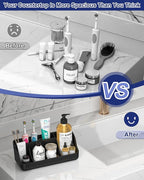 Bathroom Counter Organizer and Storage, 7 Slots Detachable Toothbrush Holders for Bathrooms, Anti-Slip Electric Toothbrush an